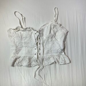 Forever 21 white coquette eyelet corset crop top